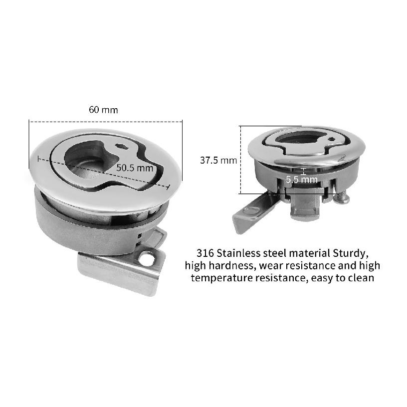 Marine Hardware Stainless Steel Turning Lock Locker Hatch Latch with Key for Boat Yacht ALS6250C