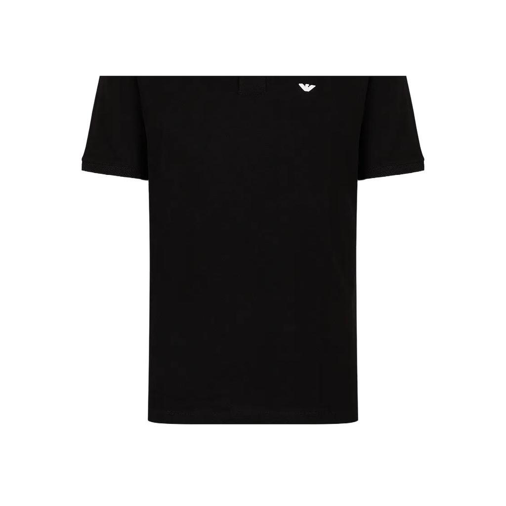 Emporio Armani SS23 Color Block Striped Logo Embroidered Short Sleeve Polo Shirt Men Tops Black 3R1F70-1JTKZ-0099