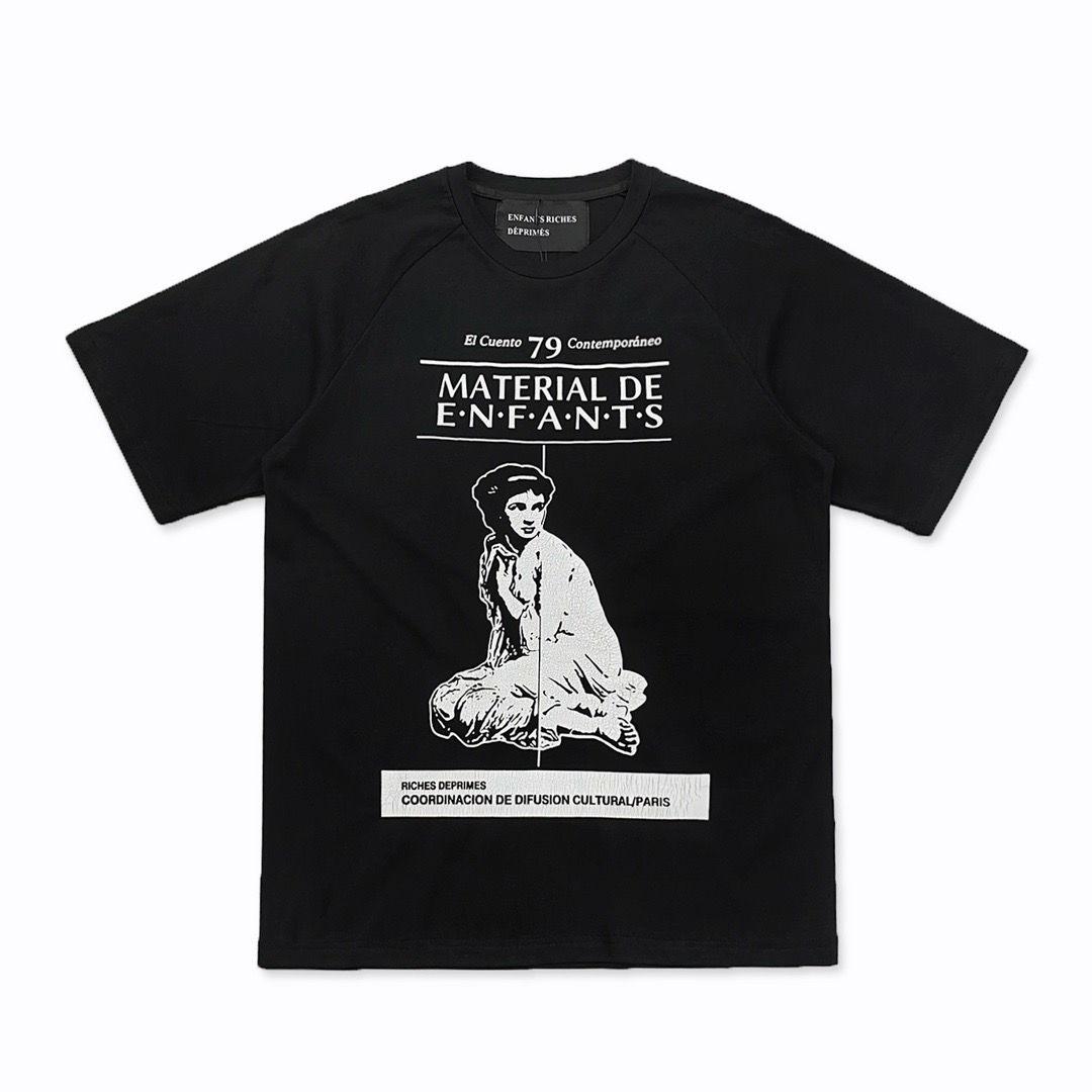 BenberFashion ERD Melancholie Trendy Merk Tweede Generatie Portret High Street Print Los Heren T-shirt Retro Ronde Hals Korte Mouw 3XL