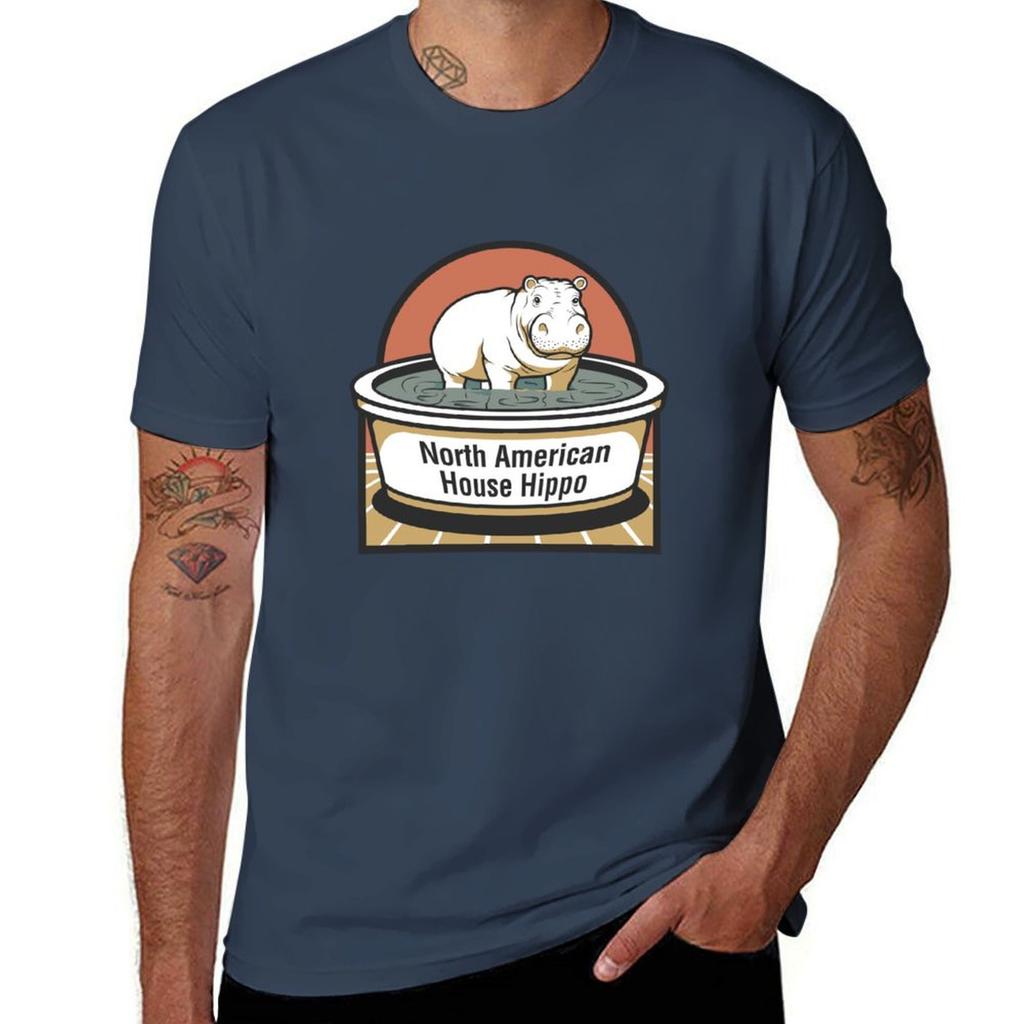 North American House Hippo TShirt funny t shirts dark humor cotton t shirts high quality anime tshirt TShirt