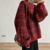 2025 Korean Style Women's Houndstooth Loose Pullover: Retro Knitted Round Neck Sweater for Autumn/Winter