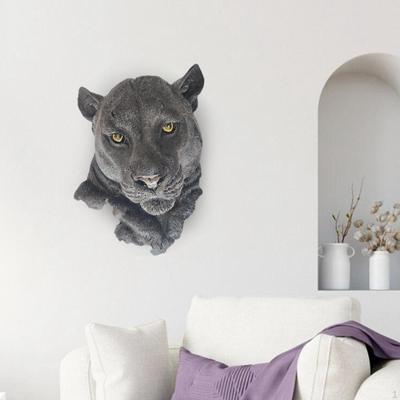 Animal Head Statue Wall Mount Sculpture Art Crafts for Home Black Panther 