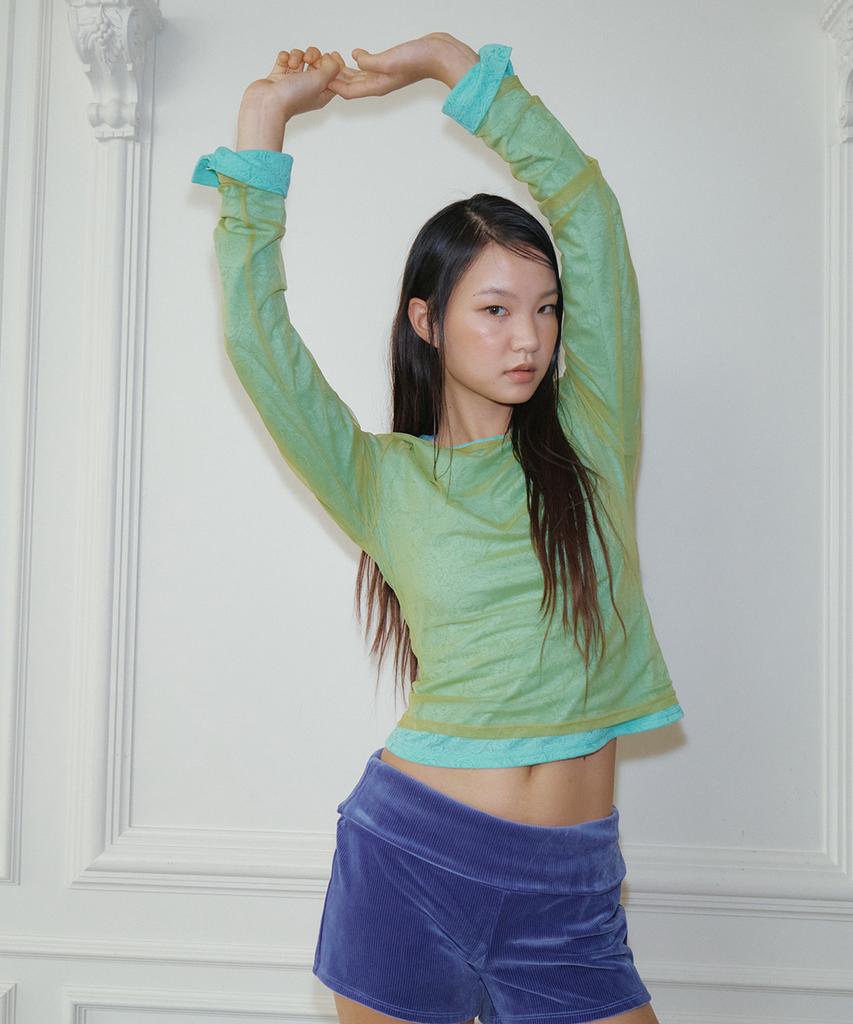 RESIS Layered See-Through T-Shirt [Green] / Rf3Lts506