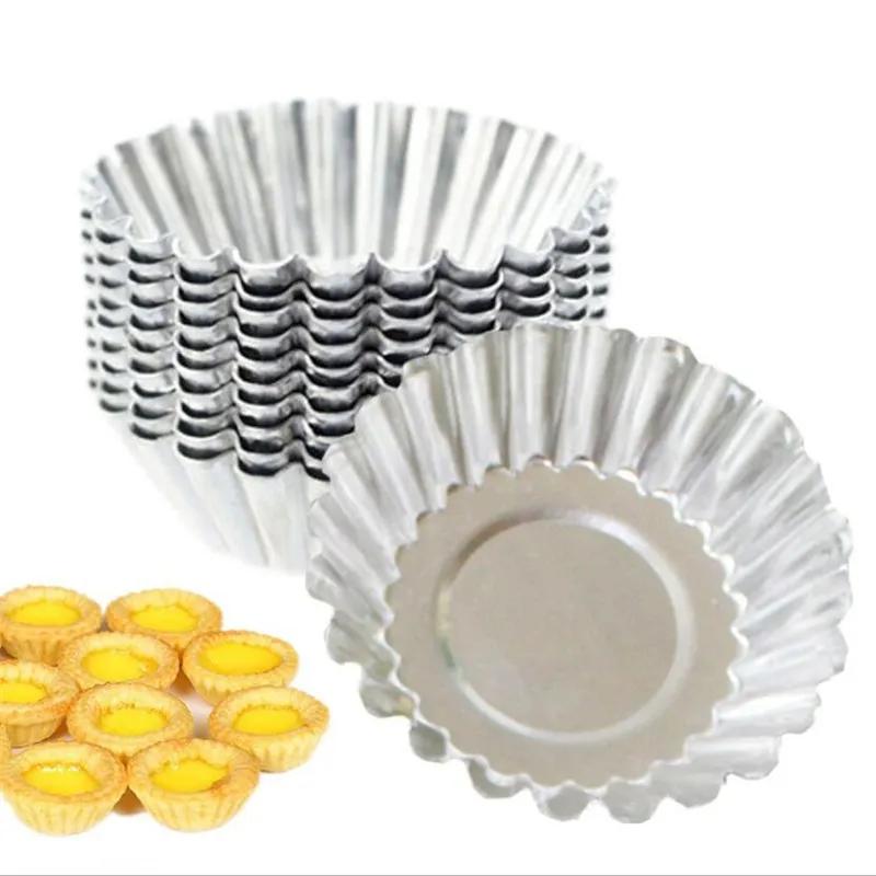 10Pcs Reusable Stainless Steel Egg Tart Mold Baking Accessories Cookie Pudding Mould Mooncake Mold Pastry Bakeware Tools