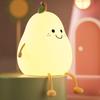 Cute Smile Pear Shape Silicone Led Night Light Usb Charging Color-changing Eye Protective Bedside