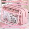 Kawaii Pencil Case  Transparent  Large Capacity  Flip Cover Simple Box For StudnetsOffice Supplies Stationery