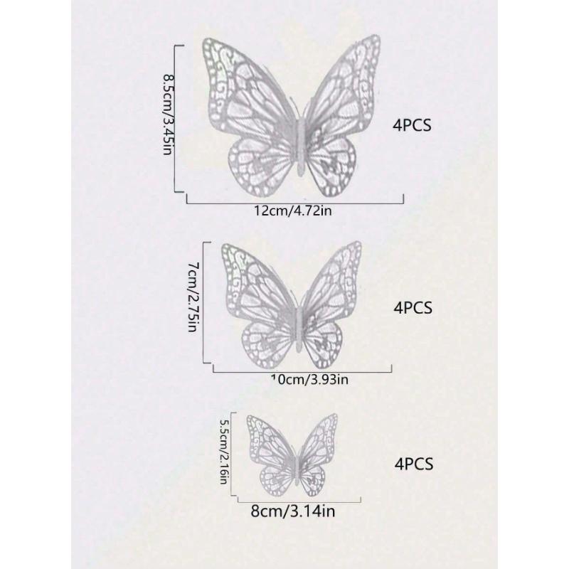 12Pcs/Set 3D Hollow Butterfly Wall Sticker Cake Decor Toppers Wedding Decor Living Room Home Decor Butterflies Stickers Gender Reveal Party Decor