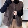 Vests New Spring Autumn Women Button Waistcoat Lamb Hair Winter Thermal Warm Thick Fleece Vests Sleeveless Jacket Ladies Coats
