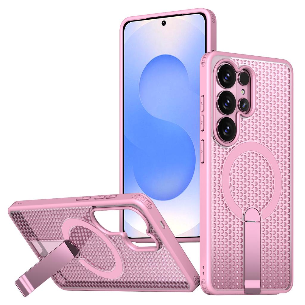Samsung S26ultra Magnetic Mobile Phone Case Plus Anti-drop Fanxing Honeycomb Breathable Heat Dissipation S25u Vertical Bracket