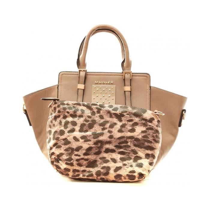 Sac bowling - Thierry Mugler - Eclat 6 - Couleur Taupe - 100% Polyuréthane - Femme
