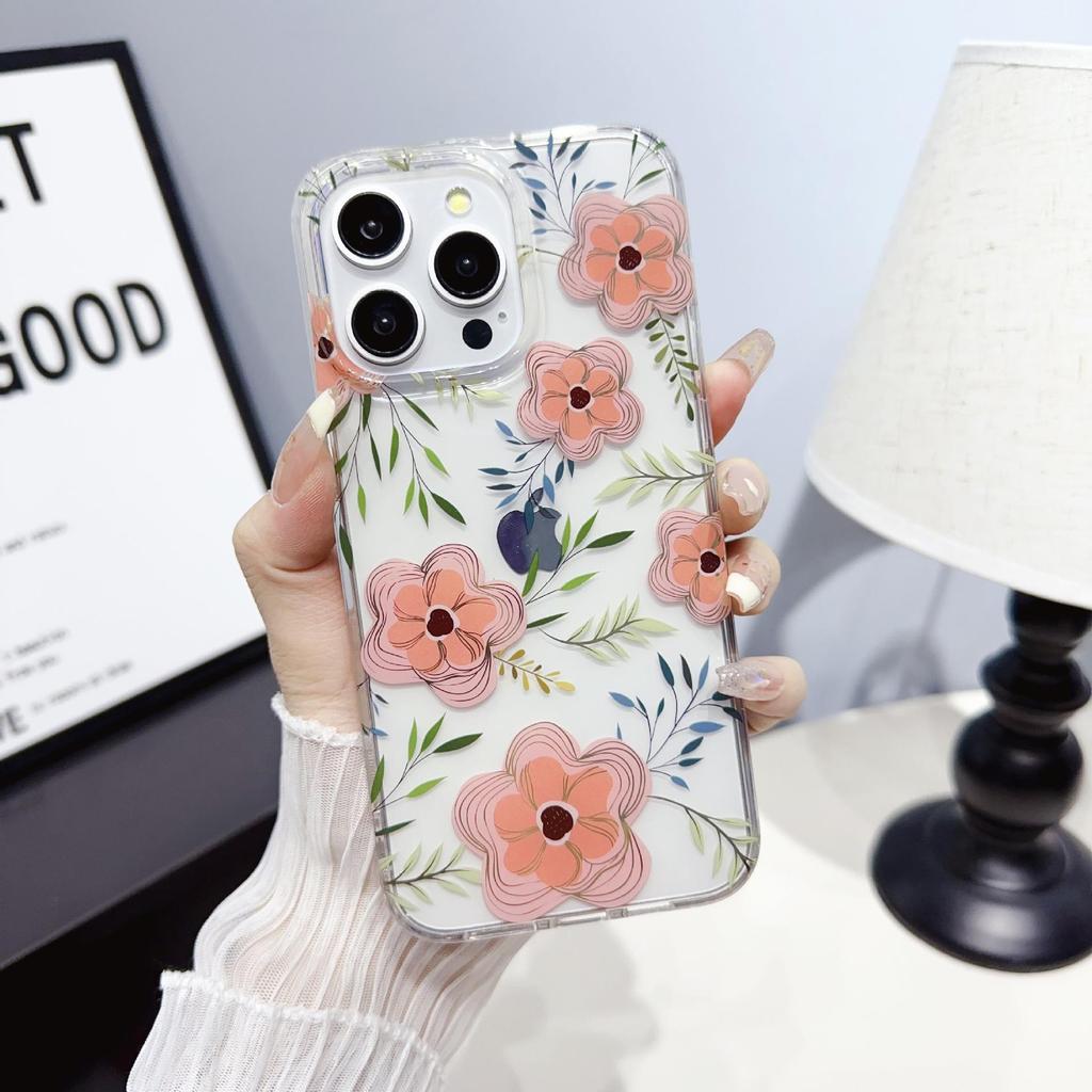 Anti-Fall Transparent Flower Case for iPhone 17 Pro