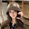 Fair Island Jacquard Knitted Bucket Hat Women's Winter Retro Ethnic Style Versatile Basin Hat Thermal Ear Protector Wool Hat