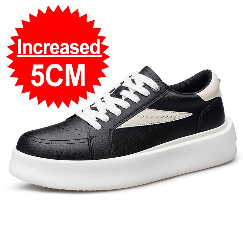 

Fashion Summer Men Casual Elevator Shoes Head Layer Leather Shoes Invisible Increase 5CM Outdoor Leisure Non-slip Soft Not Tired Feet 36