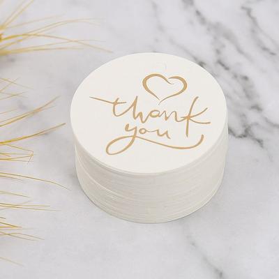 4.5X4.5cm Round Hang for Wedding Birthday Party White Thank You Tag Lables Gift Decoration Thank You Card
