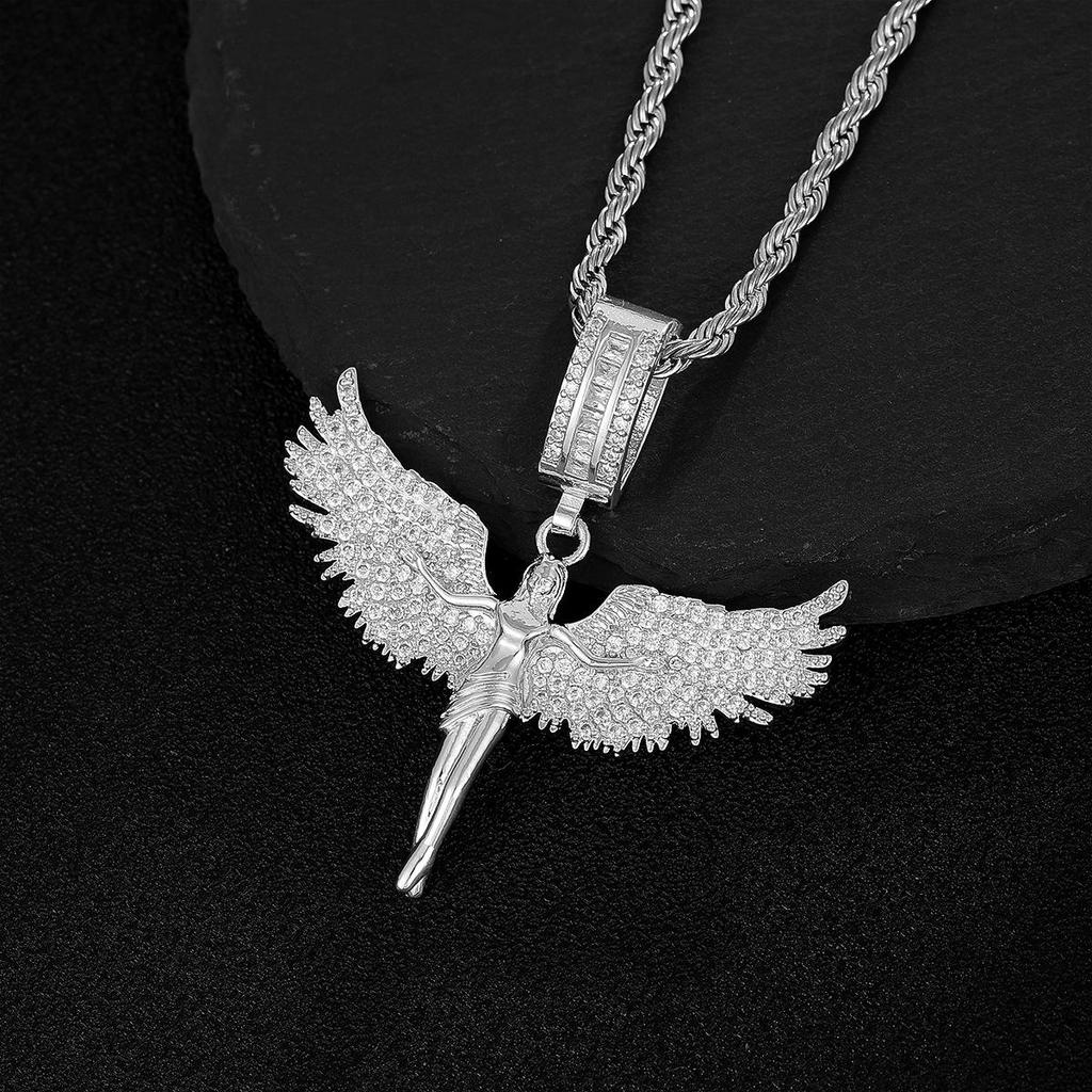 3D Engelsflügel Diamant Anhänger Unisex Pulloverkette