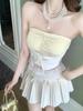 #Summer new sweet and spicy lace hem splicing tube top slim and thin women's fixed top with chest pad