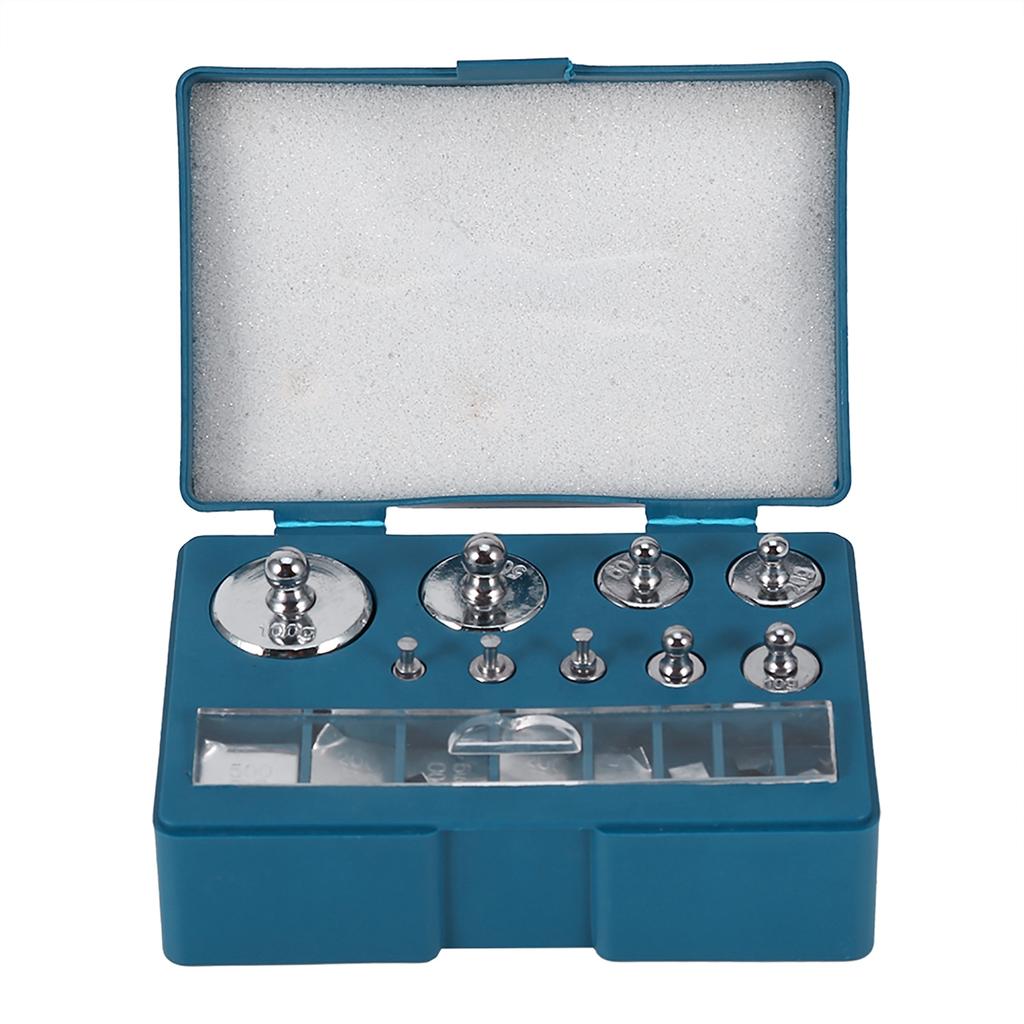 17pcs 211.1g Calibration Weight Set Steel Scale Weight Test Weights for Jewelry Grams with Tweezers Material #45 Plastic Storage Box for