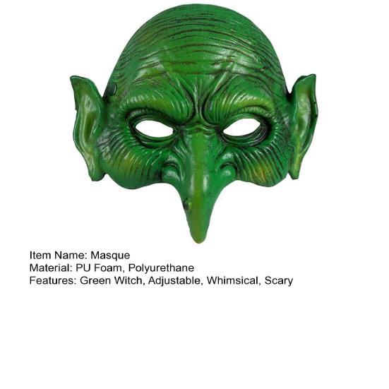 Grüne Hexe Goblin Maske Halloween Halbgesicht Adlernase Zauberin Maske für Cosplay Kostüm Maskerade Partys