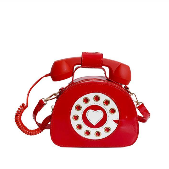 Stylish Women Telephone Shaped Crossbody PU Leather Shoulder Bag Female Casual Handbag Shopping Street School Satchel Tote Purse