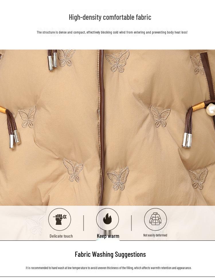 Mittellange Damen-Daunenjacke mit Pelzkragen - Kurzer Oma-Stil Winter 2025 Kälteschutz Warme Kleidung