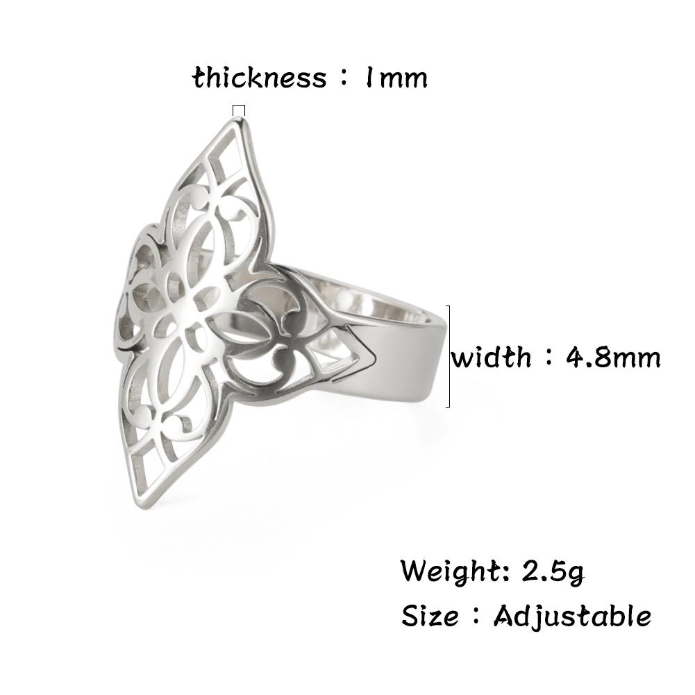 COOLTIME Celtics Knot Flower of Life Ring for Women Stainless Steel Filigree Flower Adjustable Rings Jewelry Couple Gift