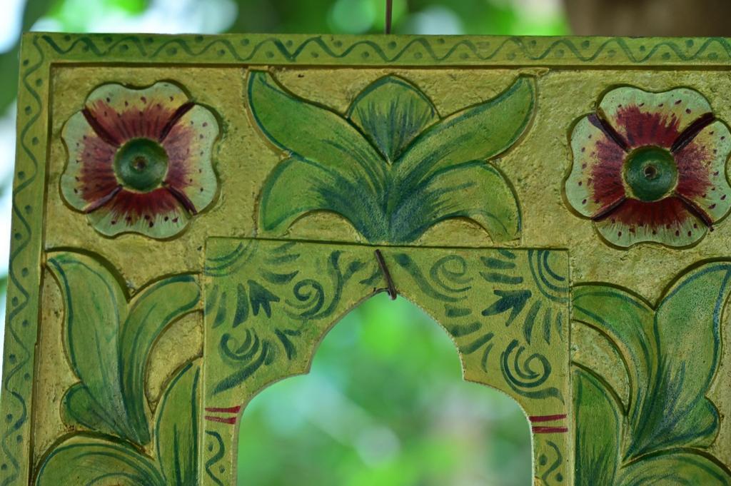 Hand Carved Wooden Jharokha Wall Decor - Indian Flower Design
