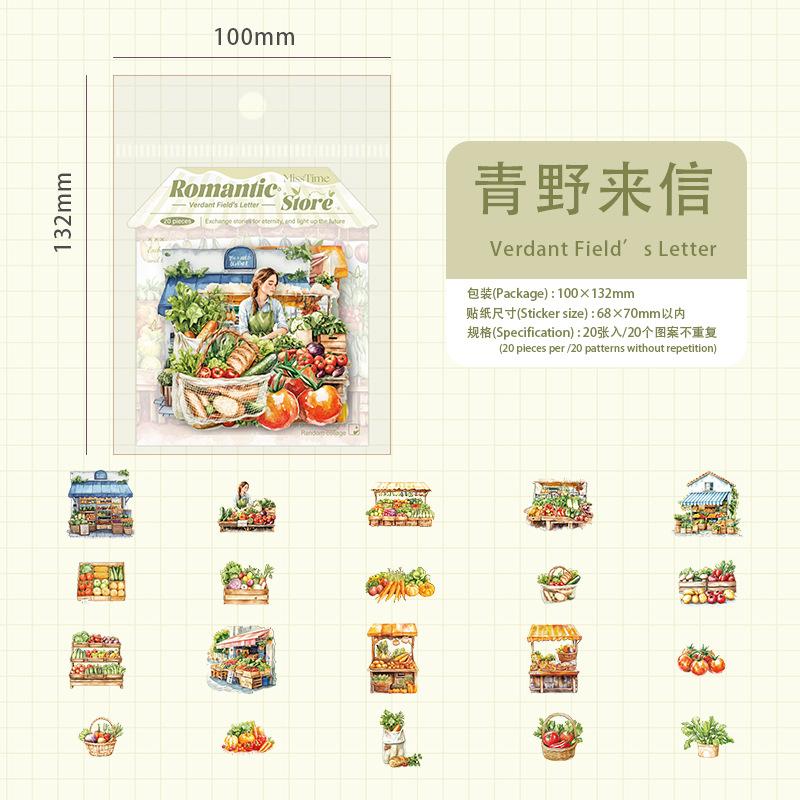 

20pcs/lot Kawaii Scrapbook Stickers Romance Shop DIY Journaling Scrapbooking Supplies Decorative Stationery Sticker