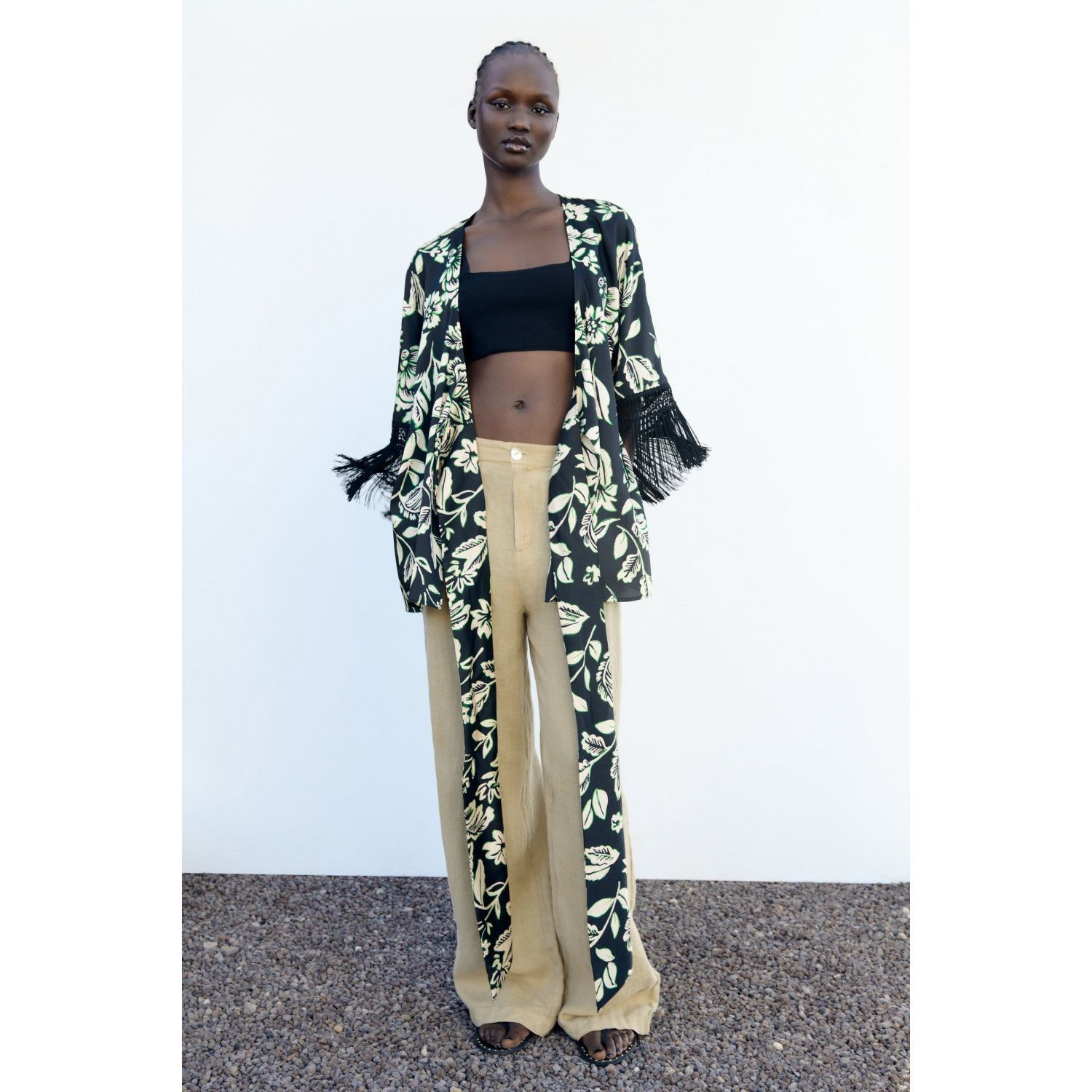 

PRINTED JACKET WITH FRINGING