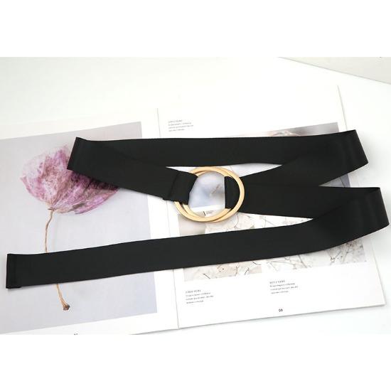 

Большое кольцо Двойная пряжка-кольцо Простой однотонный холщовый ремень Женский костюм Длинная рубашка Свитер Декоративная поясная печать чёрный