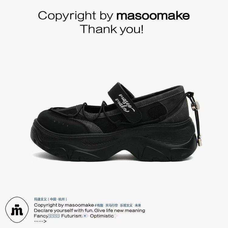 Masoism Été 2025 Nouvelles Chaussures Mary Jane à Plateforme pour Femmes Petite Augmentation de Hauteur Polyvalentes Sandales Sportives Décontractées