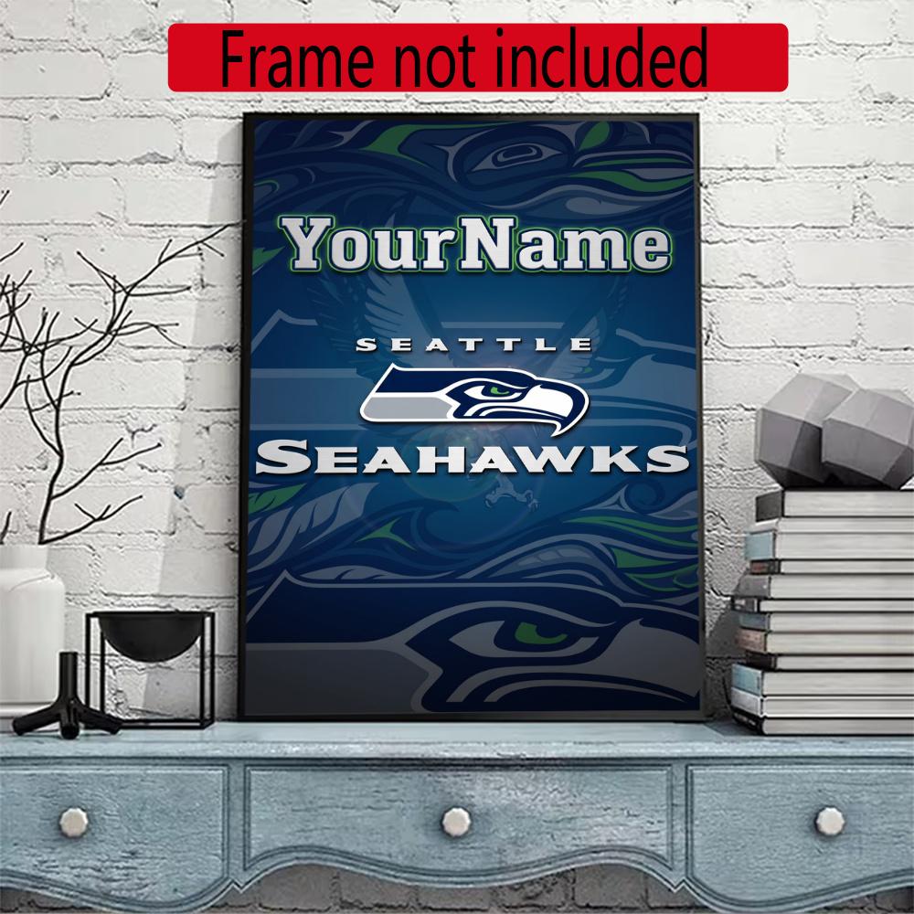 Seattle Seahawks Customize Your Name Diamond Painting Round Diamond Diy Frameless Holiday Artwork Suitable For Home Office Wall Decoration
