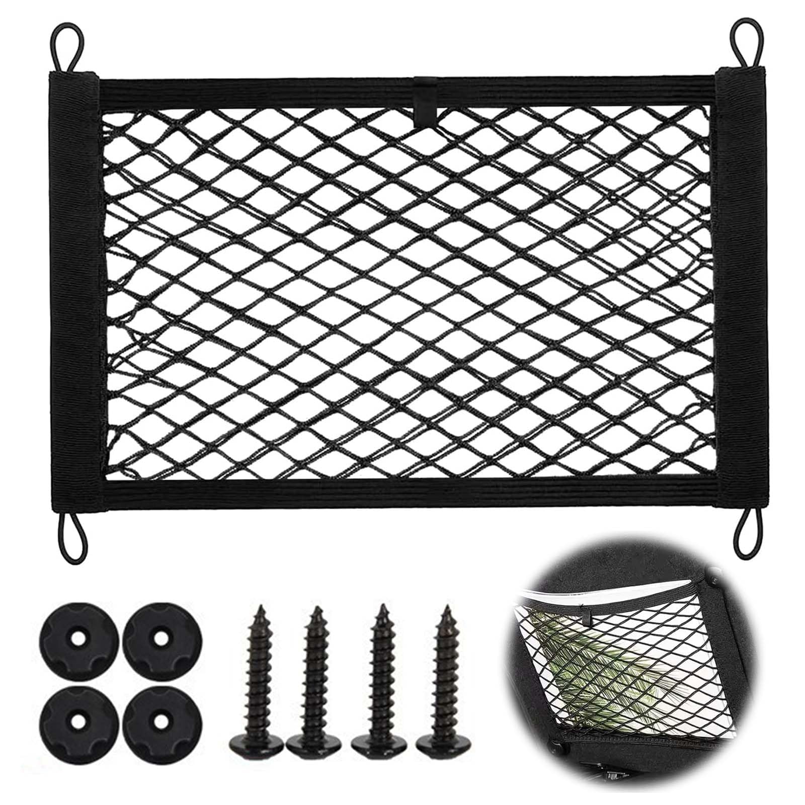 

Грузовая сетка PAVIKE, Сетка в багажник, Сетка для багажа, 9,8 x 23,6 дюйма (25 x 60 чёрный