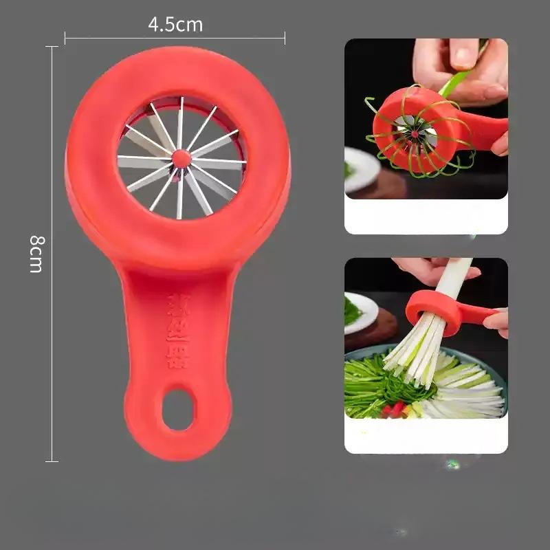 Julien de ceapă verde Julien de bucătărie și feliatoare de legume Tăiați mărunt ceapa verde Julien de ceapă verde în formă de floare de prun Flori de ceapă verde