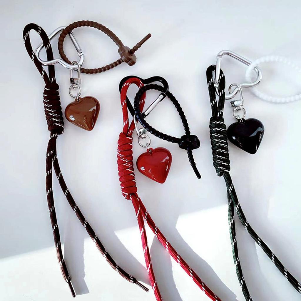 Braided Rope Keyring Fashionable Keychain Creative Car Key Chain Lovely Heart Keyrings Bag Pendant Ornaments Bag Charm