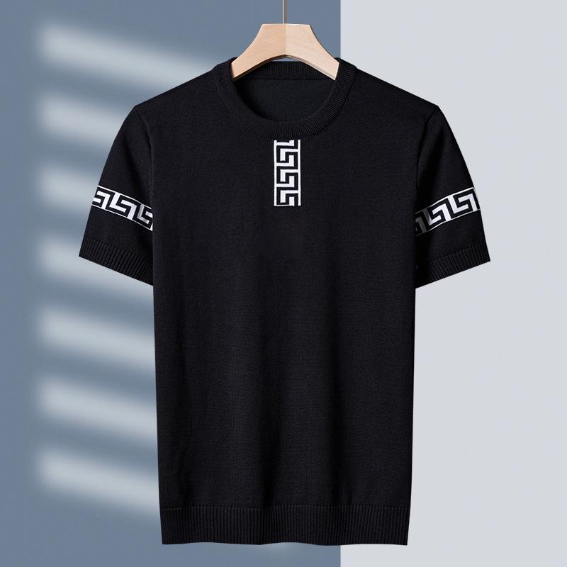 Suéter Masculino Moderno Slim Fit de Tricô de Luxo Leve: Casual Outono/Inverno Gola Redonda Estampado