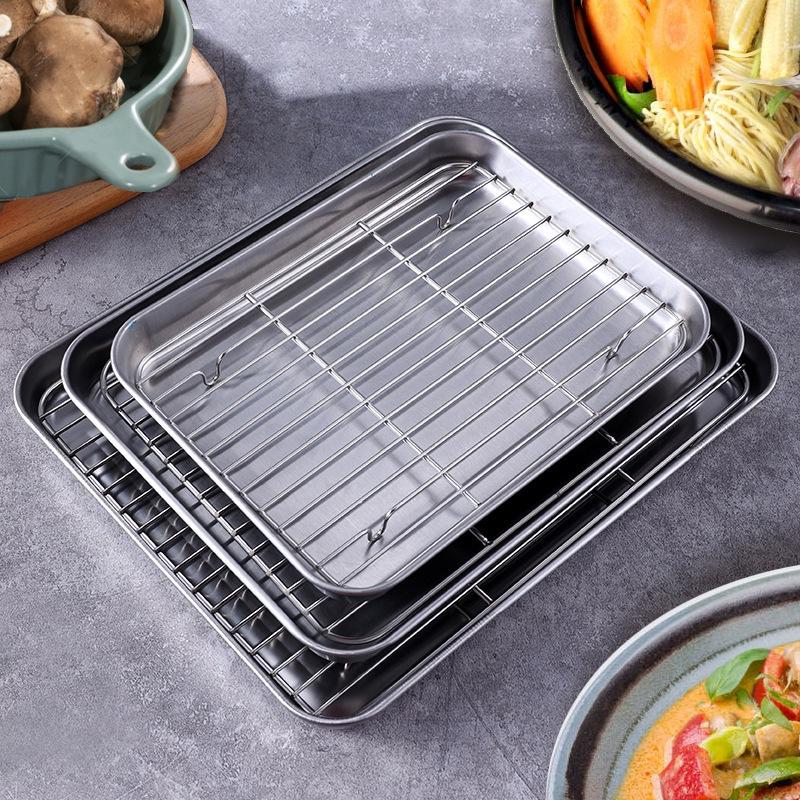 Stainless Plate Rectangular Steel With Filter Net For Frying Barbecuing And Steaming
