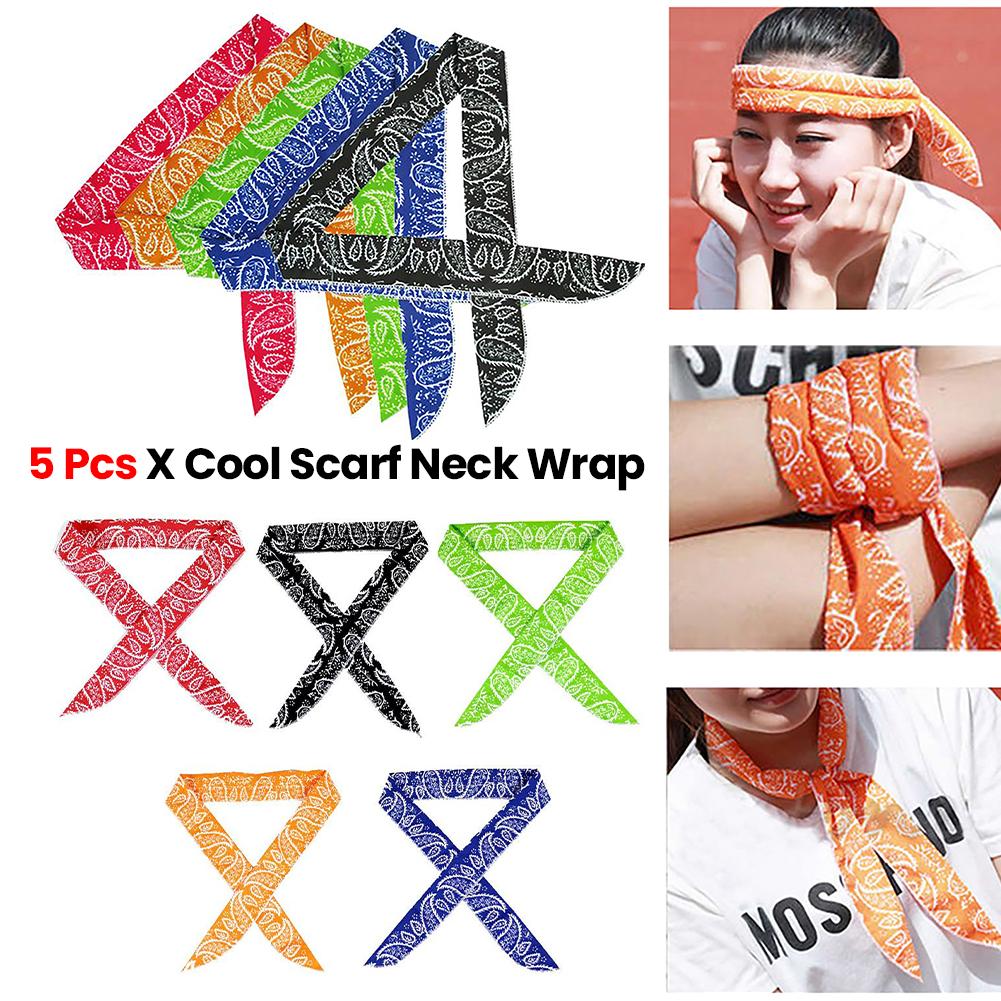 5 Pcs Cool Scarf Neck Wrap Summer Ice Cooling Scarf Cooling Bandana Scarf Outdoor Sports Headband for All Outdoor Activities