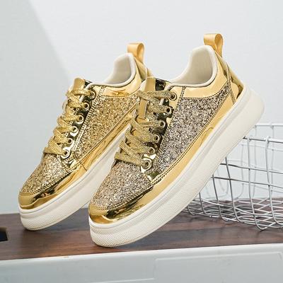 Big Size 45 Gold Men Shoes Sneakers Mens Casual Shoes Breathable Comfortable Leisure Luxury Chunky Stakeboard Shoes for Men Running Shoes Footwear