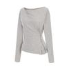 PAIGEFLYNN Cowl Neck Drape Button T-Shirt_P6Ats030C