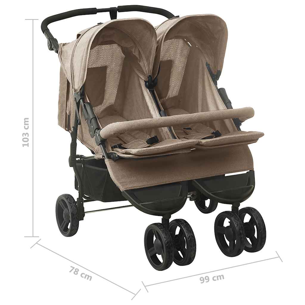Twin Stroller Taupe Steel