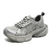 Platform dad shoes women's autumn new leather mesh breathable small height increase casual sports shoes