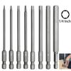 Juego de 8 brocas Allen de cabeza hexagonal de 100 mm SAE Métrico Allen Eléctrico Hexagonal Broca Destornillador Vaso Piezas de Herramienta Eléctrica