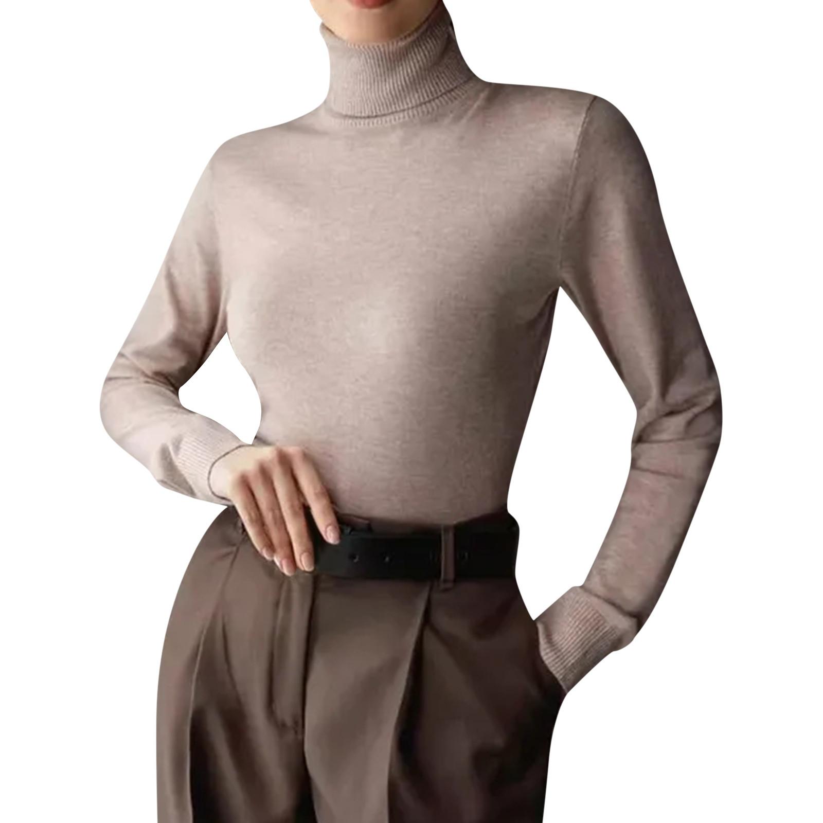 

Женский свитер-пуловер с длинными рукавами и круглой горловиной, облегающий по фигуре One Size бежевый