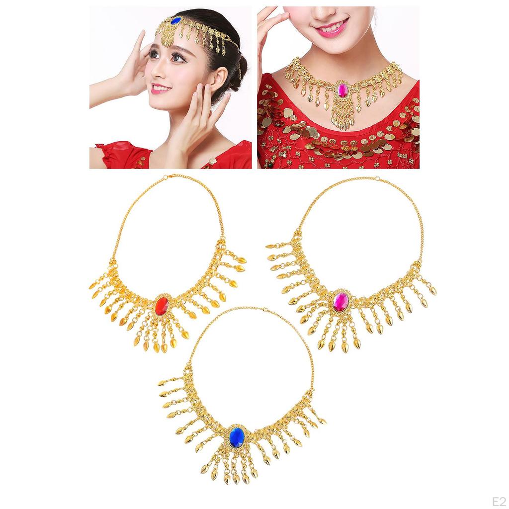 Belly Dance Headband Outfit Jewelry Tribal Headdress with Tassel for Women Bride Ornaments