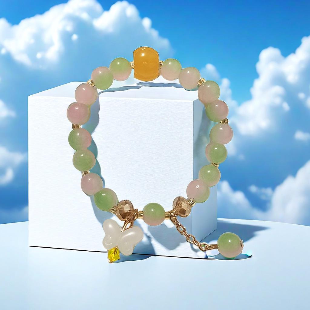 2025 Jadeite Green Jade Rabbit Bracelet: High-End Chinese Style, Year of the Snake, Elegant Women's Niche Beaded Design