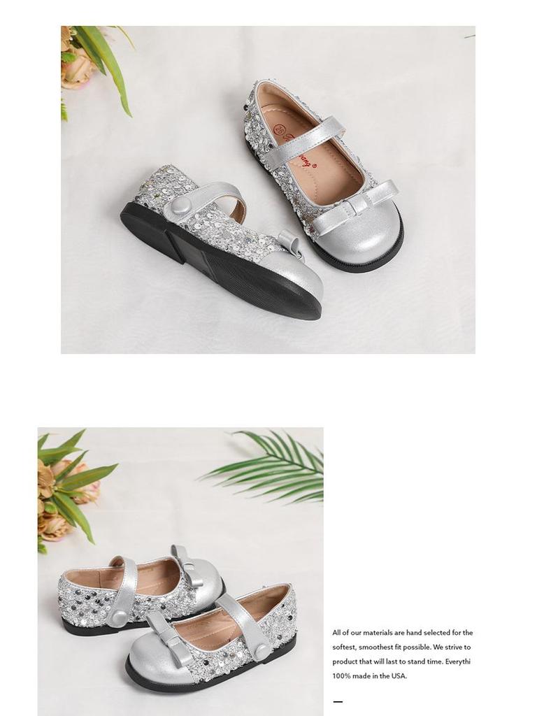 Children's Leather Shoes - New Spring/Autumn Styles: Cute Princess Sparkly Shoes with Soft-Soled Velcro for Babies