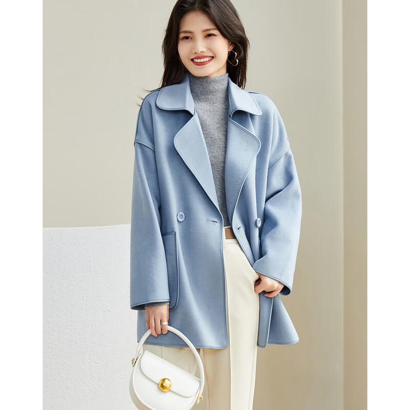 Demana Women's Double-breasted Lapel Mid-length Drop Shoulder Coat