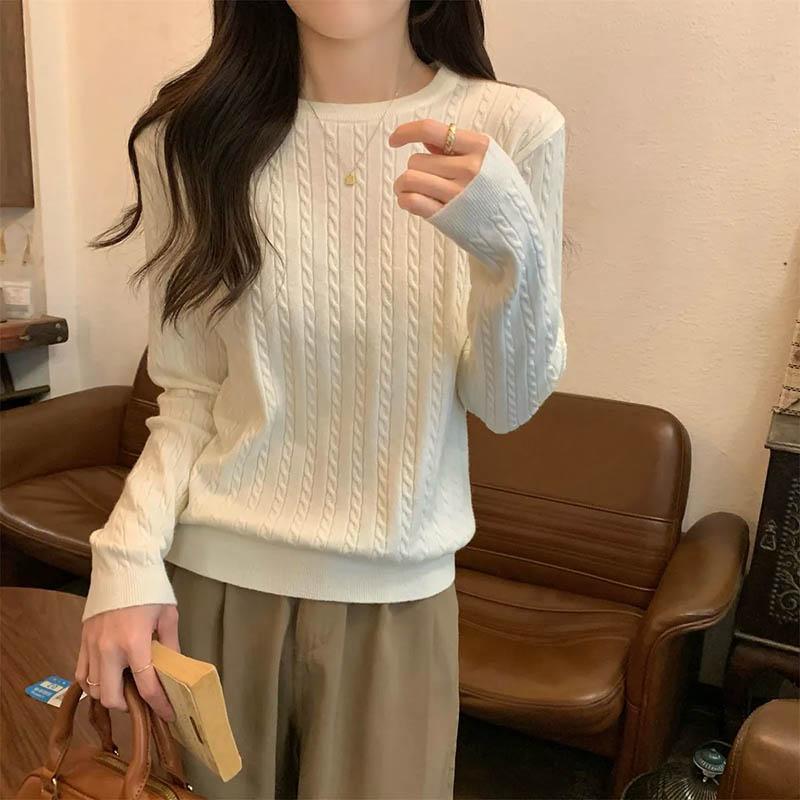 

Женский свитер Зимний Утепленный Пуловер Теплый Вязаный Эластичный С Длинным Рукавом Полосатый Оверсайз Джемпер Топы S