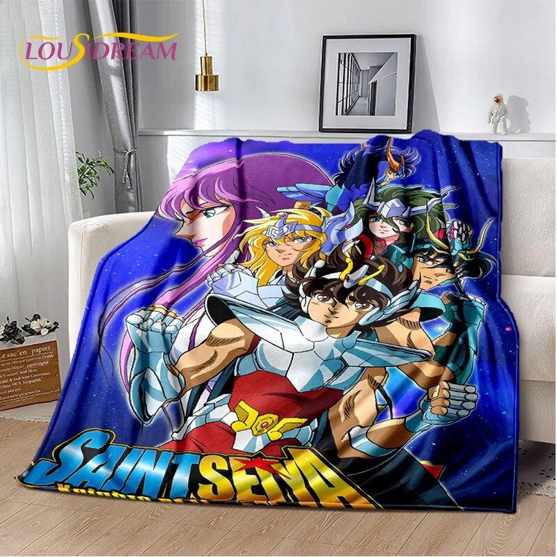 Cartoon Saint Seiya Retro Anime HD Blanket,Soft Throw Blanket for Home Bedroom Bed Sofa Picnic Travel Office Cover Blanket Kids