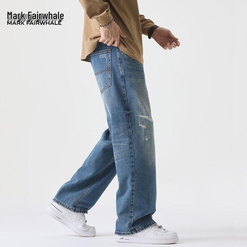 Mark Fairwhale Men's Distressed Loose Straight Jeans